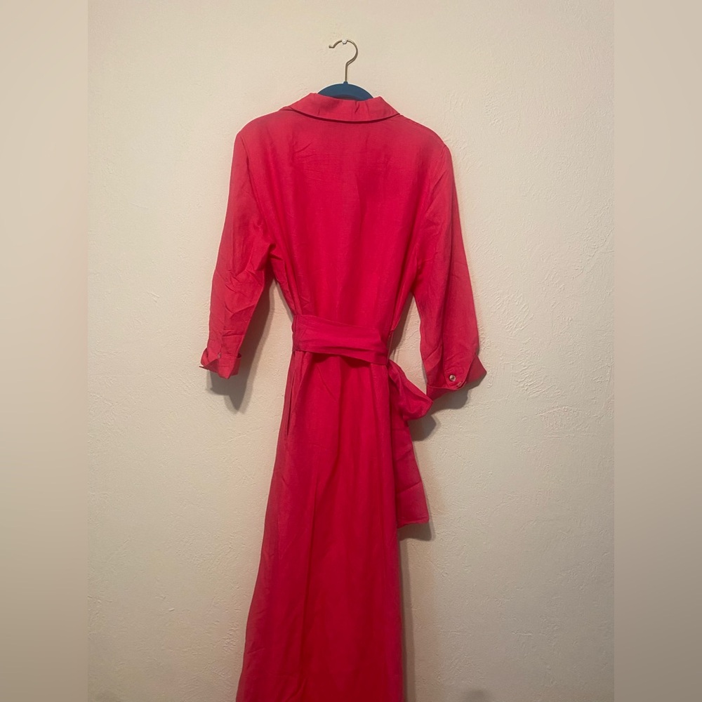 Boston proper pink linen 3/4 maxi dress - Picture 5 of 6